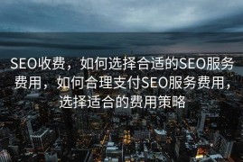 SEO收费，如何选择合适的SEO服务费用，如何合理支付SEO服务费用，选择适合的费用策略