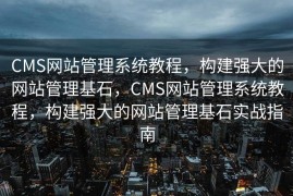 CMS网站管理系统教程，构建强大的网站管理基石，CMS网站管理系统教程，构建强大的网站管理基石实战指南