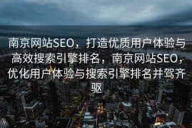 南京网站SEO，打造优质用户体验与高效搜索引擎排名，南京网站SEO，优化用户体验与搜索引擎排名并驾齐驱