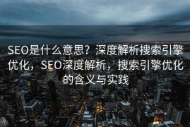 SEO是什么意思？深度解析搜索引擎优化，SEO深度解析，搜索引擎优化的含义与实践