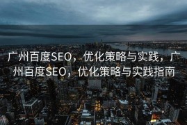 广州百度SEO，优化策略与实践，广州百度SEO，优化策略与实践指南