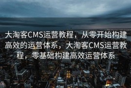 大淘客CMS运营教程，从零开始构建高效的运营体系，大淘客CMS运营教程，零基础构建高效运营体系