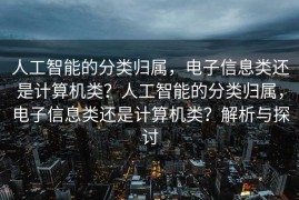 人工智能的分类归属，电子信息类还是计算机类？人工智能的分类归属，电子信息类还是计算机类？解析与探讨