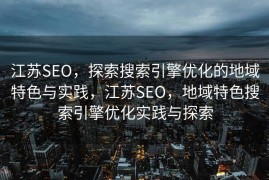 江苏SEO，探索搜索引擎优化的地域特色与实践，江苏SEO，地域特色搜索引擎优化实践与探索