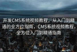 开发CMS系统视频教程，从入门到精通的全方位指南，CMS系统视频教程，全方位入门到精通指南