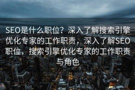 SEO是什么职位？深入了解搜索引擎优化专家的工作职责，深入了解SEO职位，搜索引擎优化专家的工作职责与角色