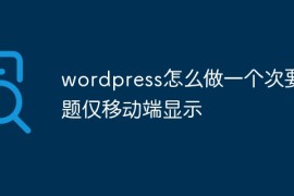 wordpress怎么做一个次要主题仅移动端显示