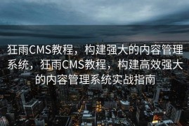 狂雨CMS教程，构建强大的内容管理系统，狂雨CMS教程，构建高效强大的内容管理系统实战指南