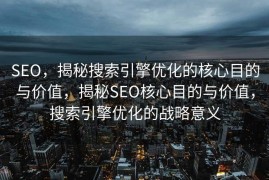 SEO，揭秘搜索引擎优化的核心目的与价值，揭秘SEO核心目的与价值，搜索引擎优化的战略意义