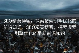 SEO精英博客，探索搜索引擎优化的前沿知识，SEO精英博客，探索搜索引擎优化的最新前沿知识
