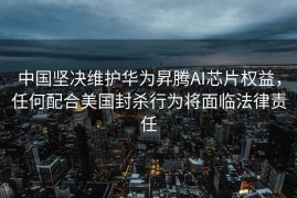 中国坚决维护华为昇腾AI芯片权益，任何配合美国封杀行为将面临法律责任
