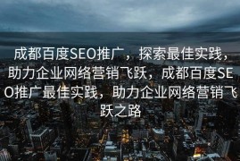 成都百度SEO推广，探索最佳实践，助力企业网络营销飞跃，成都百度SEO推广最佳实践，助力企业网络营销飞跃之路