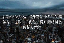 谷歌SEO优化，提升网站排名的关键策略，谷歌SEO优化，提升网站排名的核心策略