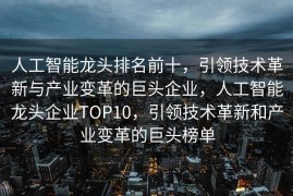 人工智能龙头排名前十，引领技术革新与产业变革的巨头企业，人工智能龙头企业TOP10，引领技术革新和产业变革的巨头榜单