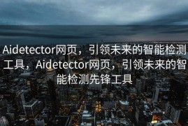 Aidetector网页，引领未来的智能检测工具，Aidetector网页，引领未来的智能检测先锋工具
