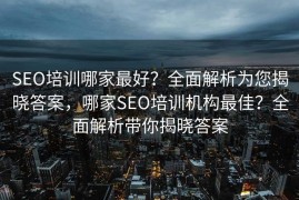 SEO培训哪家最好？全面解析为您揭晓答案，哪家SEO培训机构最佳？全面解析带你揭晓答案