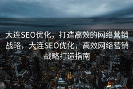 大连SEO优化，打造高效的网络营销战略，大连SEO优化，高效网络营销战略打造指南