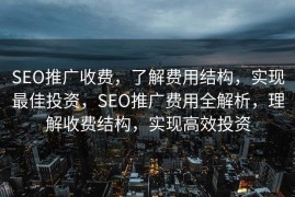 SEO推广收费，了解费用结构，实现最佳投资，SEO推广费用全解析，理解收费结构，实现高效投资