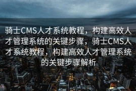 骑士CMS人才系统教程，构建高效人才管理系统的关键步骤，骑士CMS人才系统教程，构建高效人才管理系统的关键步骤解析