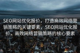 SEO网站优化报价，打造高效网络营销策略的关键要素，SEO网站优化报价，高效网络营销策略的核心要素