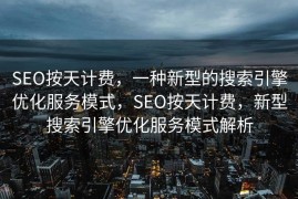 SEO按天计费，一种新型的搜索引擎优化服务模式，SEO按天计费，新型搜索引擎优化服务模式解析