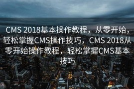 CMS 2018基本操作教程，从零开始，轻松掌握CMS操作技巧，CMS 2018从零开始操作教程，轻松掌握CMS基本技巧