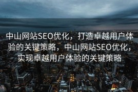 中山网站SEO优化，打造卓越用户体验的关键策略，中山网站SEO优化，实现卓越用户体验的关键策略