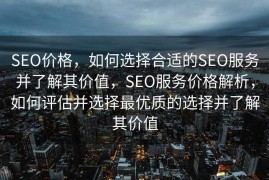 SEO价格，如何选择合适的SEO服务并了解其价值，SEO服务价格解析，如何评估并选择最优质的选择并了解其价值
