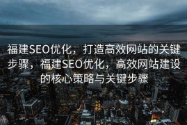福建SEO优化，打造高效网站的关键步骤，福建SEO优化，高效网站建设的核心策略与关键步骤