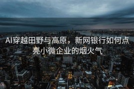 AI穿越田野与高原，新网银行如何点亮小微企业的烟火气