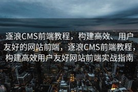 逐浪CMS前端教程，构建高效、用户友好的网站前端，逐浪CMS前端教程，构建高效用户友好网站前端实战指南