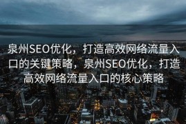 泉州SEO优化，打造高效网络流量入口的关键策略，泉州SEO优化，打造高效网络流量入口的核心策略