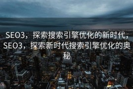 SEO3，探索搜索引擎优化的新时代，SEO3，探索新时代搜索引擎优化的奥秘