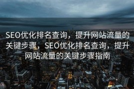 SEO优化排名查询，提升网站流量的关键步骤，SEO优化排名查询，提升网站流量的关键步骤指南