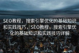 SEO教程，搜索引擎优化的基础知识和实践技巧，SEO教程，搜索引擎优化的基础知识和实践技巧详解