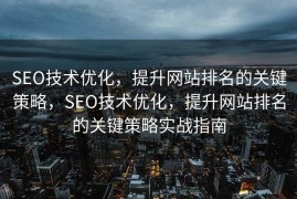 SEO技术优化，提升网站排名的关键策略，SEO技术优化，提升网站排名的关键策略实战指南