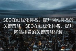 SEO在线优化排名，提升网站排名的关键策略，SEO在线优化排名，提升网站排名的关键策略详解