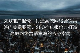 SEO推广报价，打造高效网络营销策略的关键要素，SEO推广报价，打造高效网络营销策略的核心指南