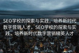 SEO学校的探索与实践，培养新时代数字营销人才，SEO学校的探索与实践，培养新时代数字营销精英人才
