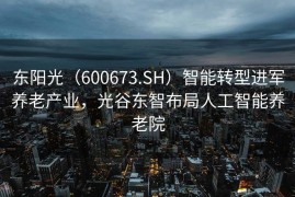 东阳光（600673.SH）智能转型进军养老产业，光谷东智布局人工智能养老院