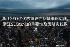 浙江SEO优化的重要性及其策略实践，浙江SEO优化的重要性及策略实践探讨