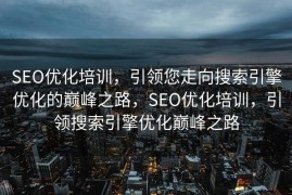 SEO优化培训，引领您走向搜索引擎优化的巅峰之路，SEO优化培训，引领搜索引擎优化巅峰之路