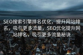 SEO搜索引擎排名优化，提升网站排名，吸引更多流量，SEO优化提升网站排名，吸引更多流量秘诀