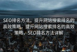 SEO排名方法，提升网站搜索排名的高效策略，提升网站搜索排名的高效策略，SEO排名方法详解
