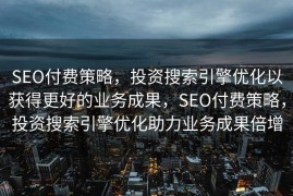 SEO付费策略，投资搜索引擎优化以获得更好的业务成果，SEO付费策略，投资搜索引擎优化助力业务成果倍增