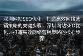 深圳网站SEO优化，打造高效网络营销策略的关键步骤，深圳网站SEO优化，打造高效网络营销策略的核心步骤