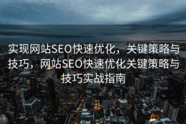实现网站SEO快速优化，关键策略与技巧，网站SEO快速优化关键策略与技巧实战指南