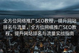 全方位网络推广SEO教程，提升网站排名与流量，全方位网络推广SEO教程，提升网站排名与流量实战指南