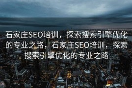 石家庄SEO培训，探索搜索引擎优化的专业之路，石家庄SEO培训，探索搜索引擎优化的专业之路