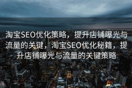 淘宝SEO优化策略，提升店铺曝光与流量的关键，淘宝SEO优化秘籍，提升店铺曝光与流量的关键策略